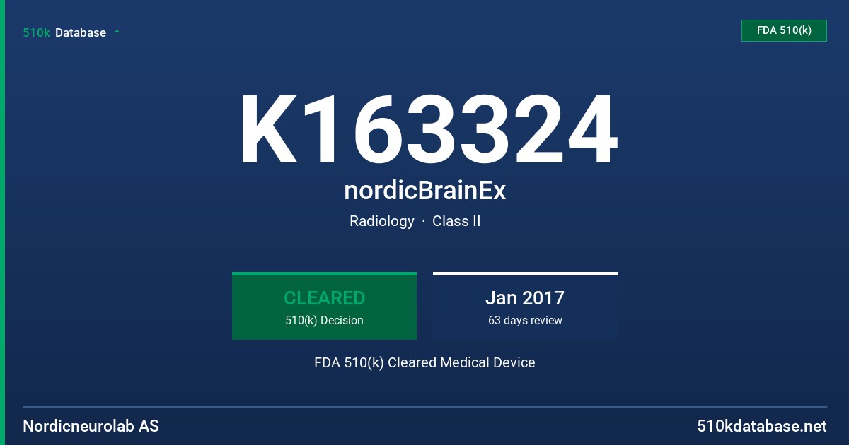 K163324 nordicBrainEx FDA 510(k) Cleared Medical Device