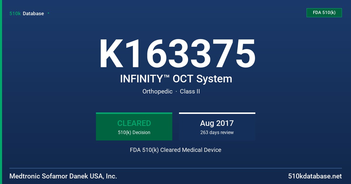 K163375 INFINITY™ OCT System FDA 510(k) Cleared Medical Device
