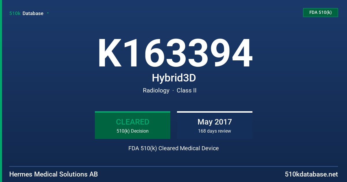 K163394 Hybrid3D FDA 510(k) Cleared Medical Device