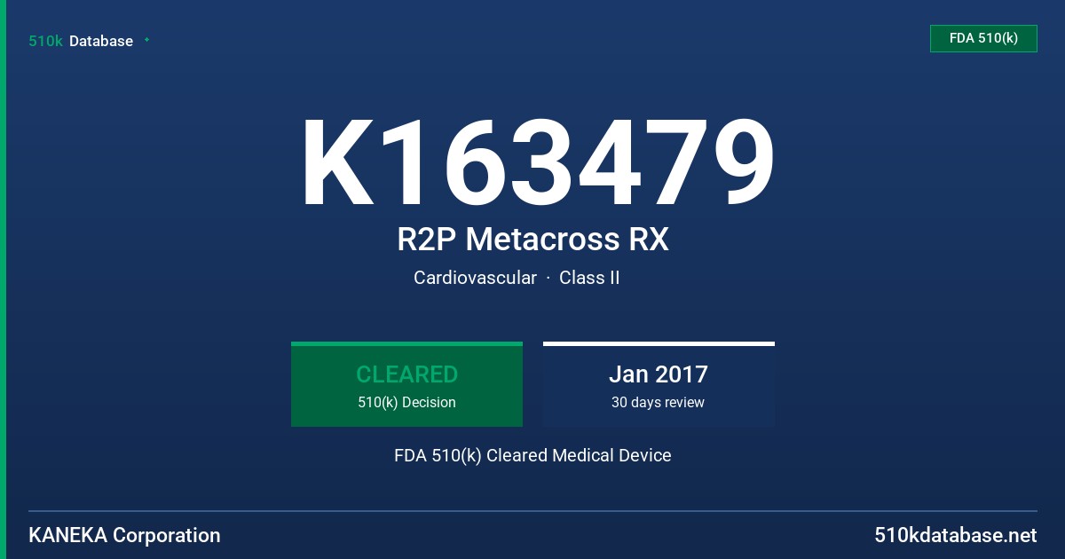 K163479 R2P Metacross RX FDA 510(k) Cleared Medical Device