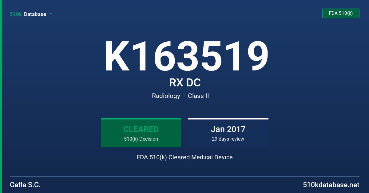 K163519 RX DC FDA 510(k) Cleared Medical Device