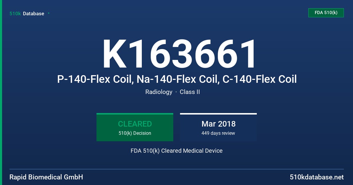 K163661 P-140-Flex Coil, Na-140-Flex Coil, C-140-Flex Coil FDA 510(k) Cleared Medical Device