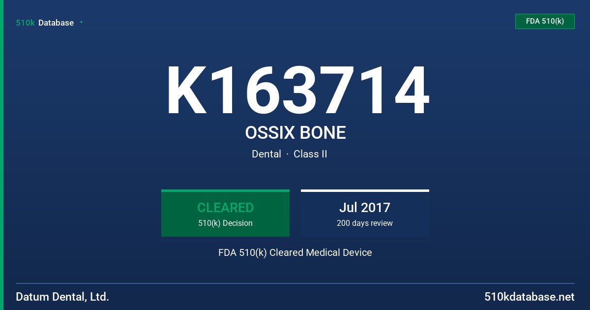 K163714 OSSIX BONE FDA 510(k) Cleared Medical Device