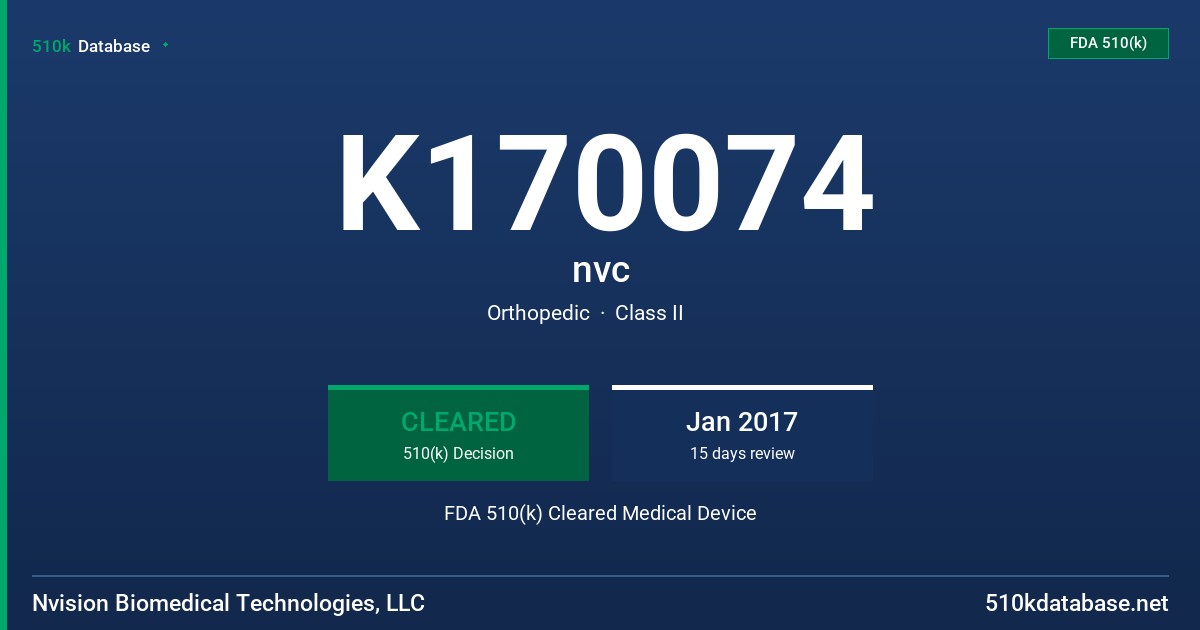 K170074 nvc FDA 510(k) Cleared Medical Device