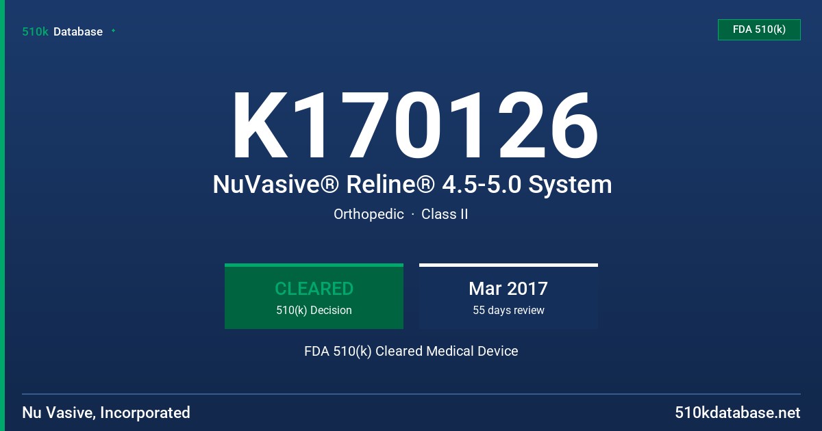 K170126 NuVasive® Reline® 4.5-5.0 System FDA 510(k) Cleared Medical Device