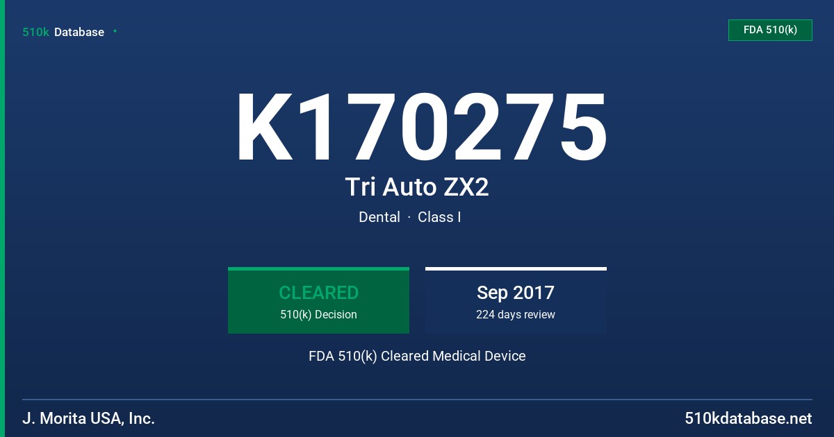 K170275 Tri Auto ZX2 FDA 510(k) Cleared Medical Device
