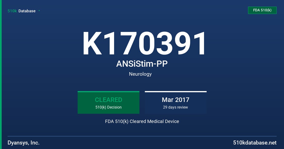 K170391 ANSiStim-PP FDA 510(k) Cleared Medical Device
