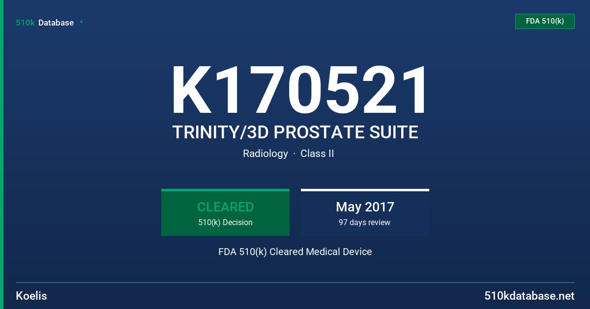 K170521 TRINITY/3D PROSTATE SUITE FDA 510(k) Cleared Medical Device