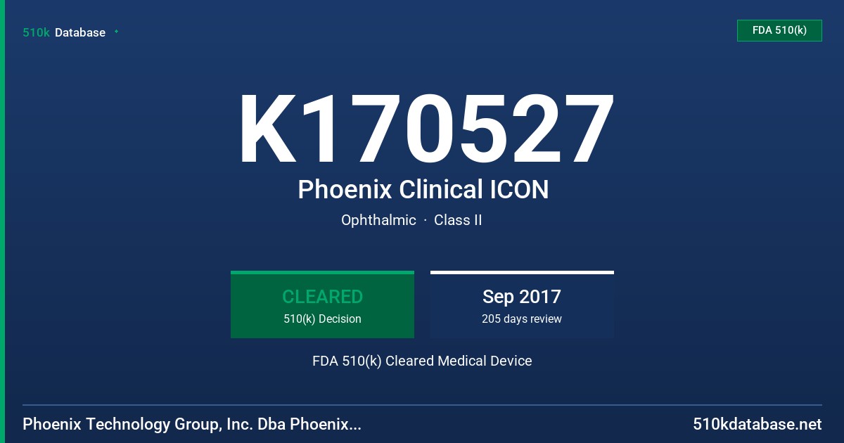 K170527 Phoenix Clinical ICON FDA 510(k) Cleared Medical Device