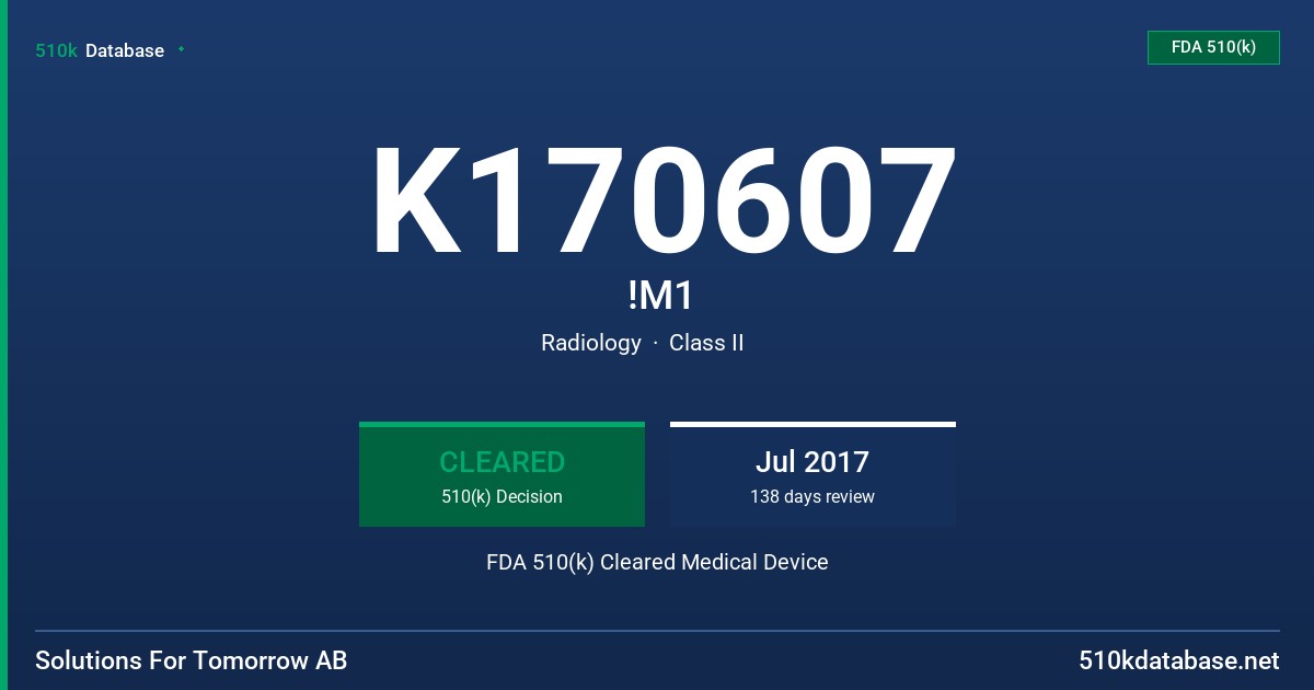 K170607 !M1 FDA 510(k) Cleared Medical Device