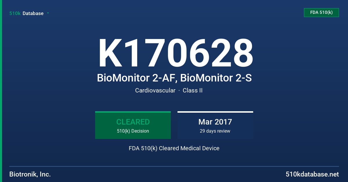 K170628 BioMonitor 2-AF, BioMonitor 2-S FDA 510(k) Cleared Medical Device