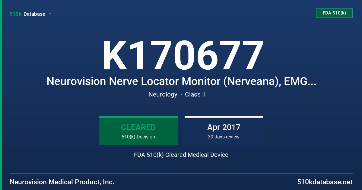 K170677 Neurovision Nerve Locator Monitor (Nerveana), EMGView Software FDA 510(k) Cleared Medical Device