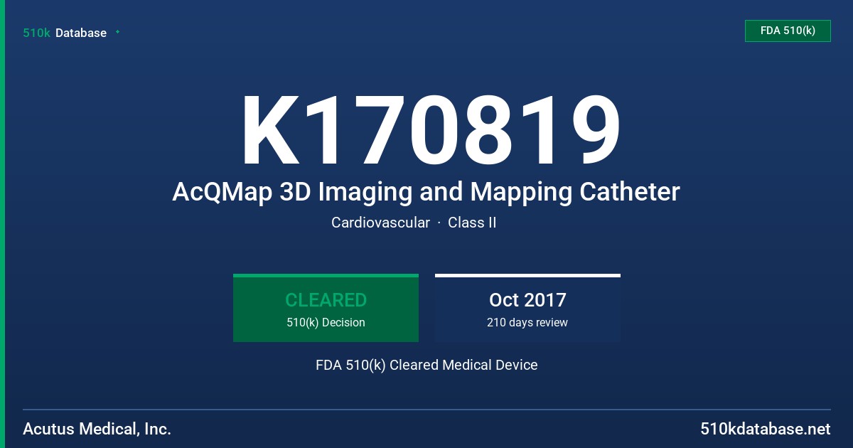 K170819 AcQMap 3D Imaging and Mapping Catheter FDA 510(k) Cleared Medical Device