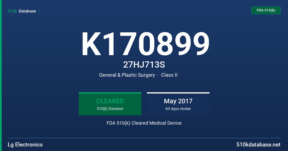 K170899 27HJ713S FDA 510(k) Cleared Medical Device