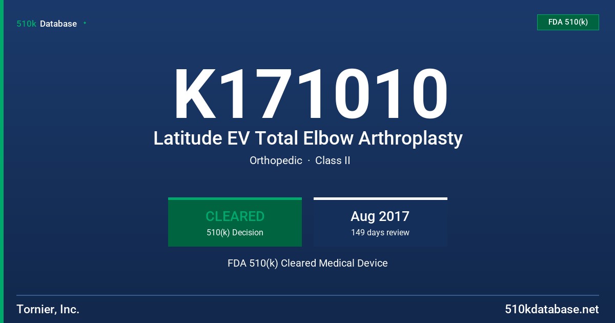 K171010 Latitude EV Total Elbow Arthroplasty FDA 510(k) Cleared Medical Device