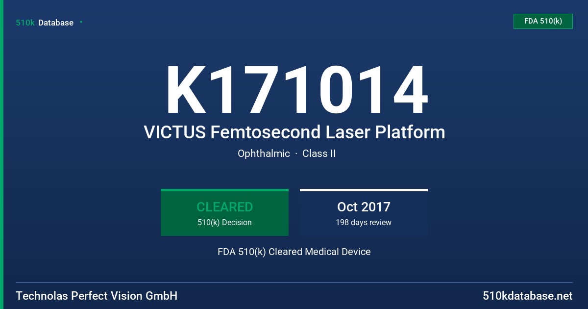 K171014 VICTUS Femtosecond Laser Platform FDA 510(k) Cleared Medical Device