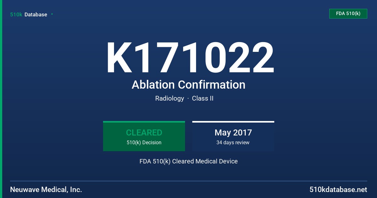 K171022 Ablation Confirmation FDA 510(k) Cleared Medical Device