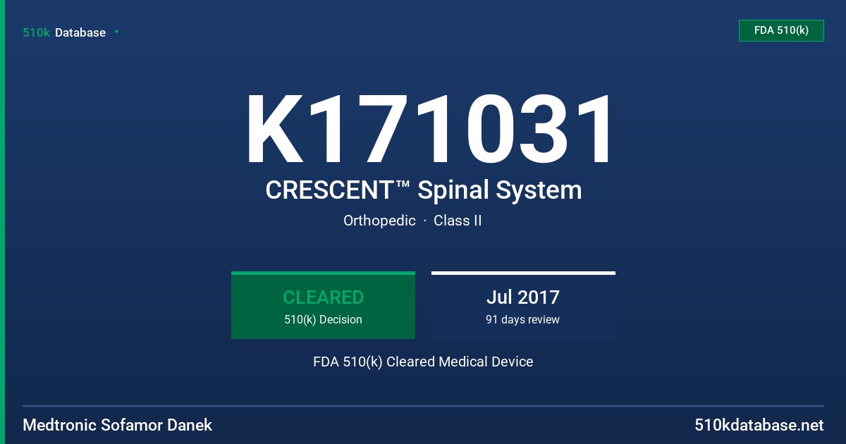 K171031 CRESCENT™ Spinal System FDA 510(k) Cleared Medical Device