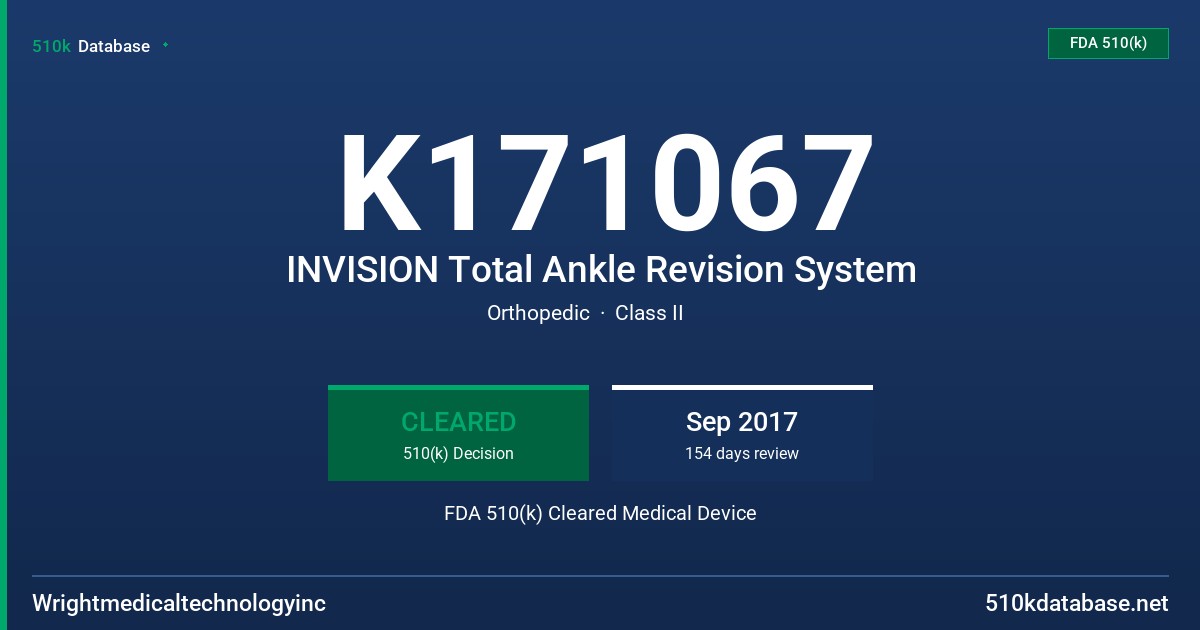 K171067 INVISION Total Ankle Revision System FDA 510(k) Cleared Medical Device