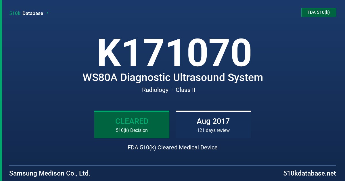 K171070 WS80A Diagnostic Ultrasound System FDA 510(k) Cleared Medical Device