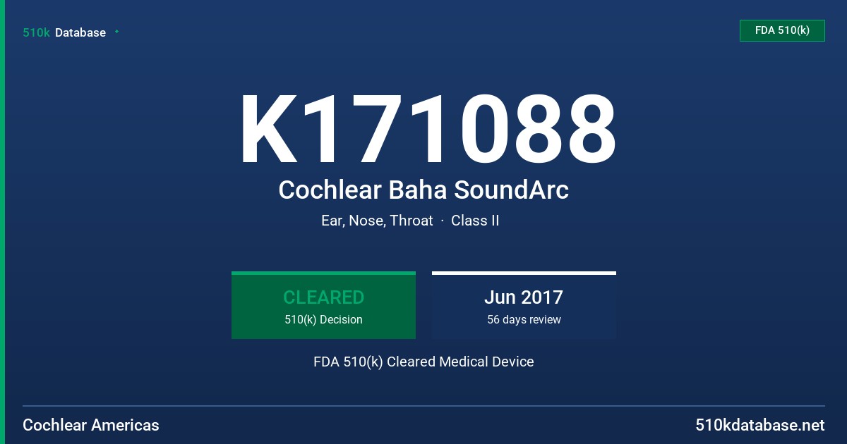 K171088 Cochlear Baha SoundArc FDA 510(k) Cleared Medical Device