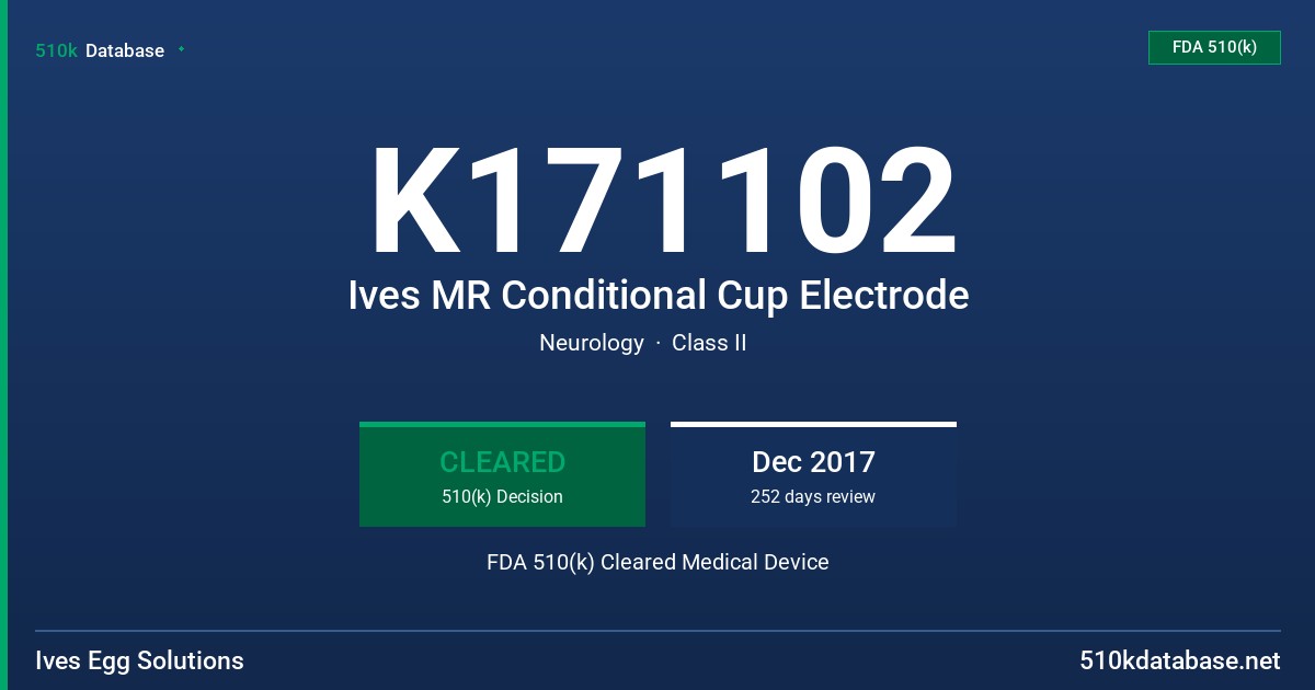 K171102 Ives MR Conditional Cup Electrode FDA 510(k) Cleared Medical Device