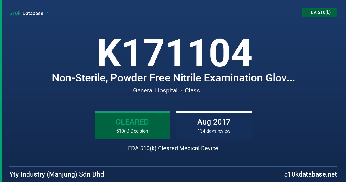 K171104 Non-Sterile, Powder Free Nitrile Examination Gloves, Tested for use with Chemotherapy Drugs (Blue, Cobalt Blue) FDA 510(k) Cleared Medical Device