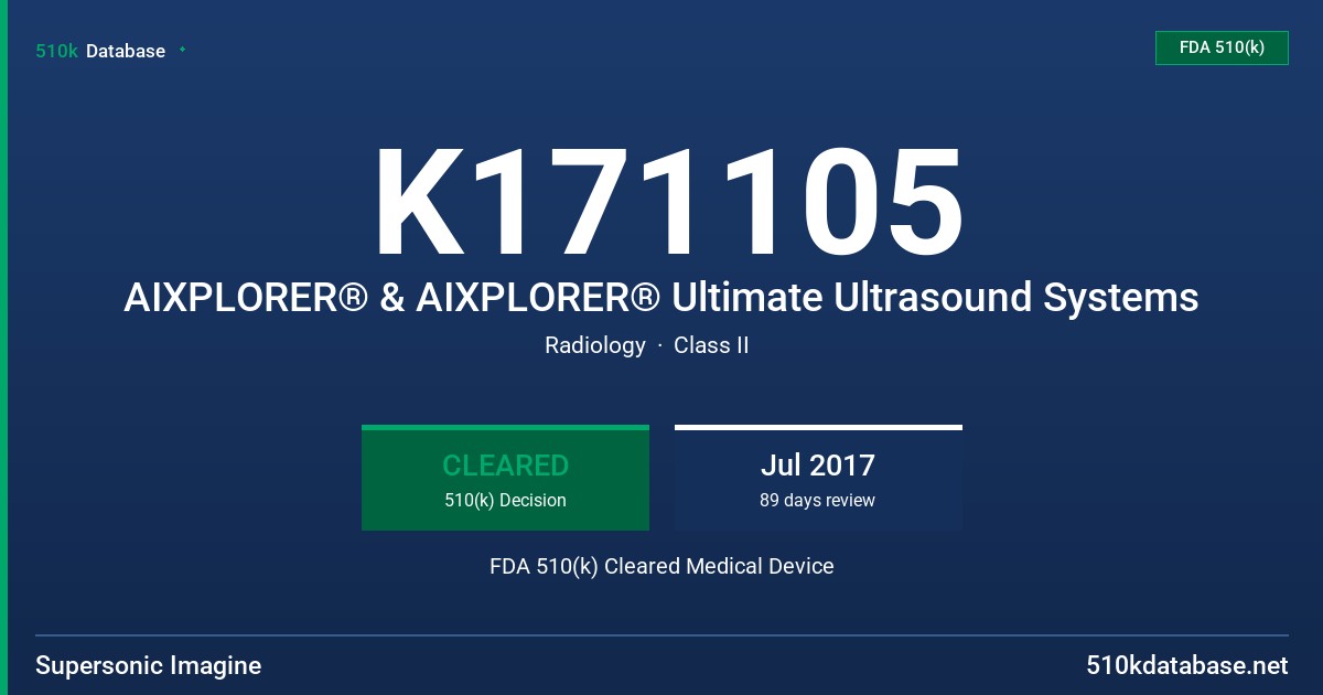 K171105 AIXPLORER® & AIXPLORER® Ultimate Ultrasound Systems FDA 510(k) Cleared Medical Device