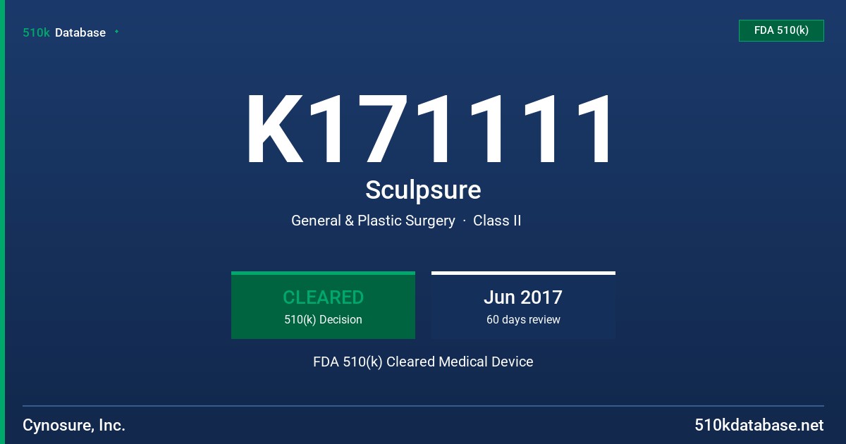 K171111 Sculpsure FDA 510(k) Cleared Medical Device