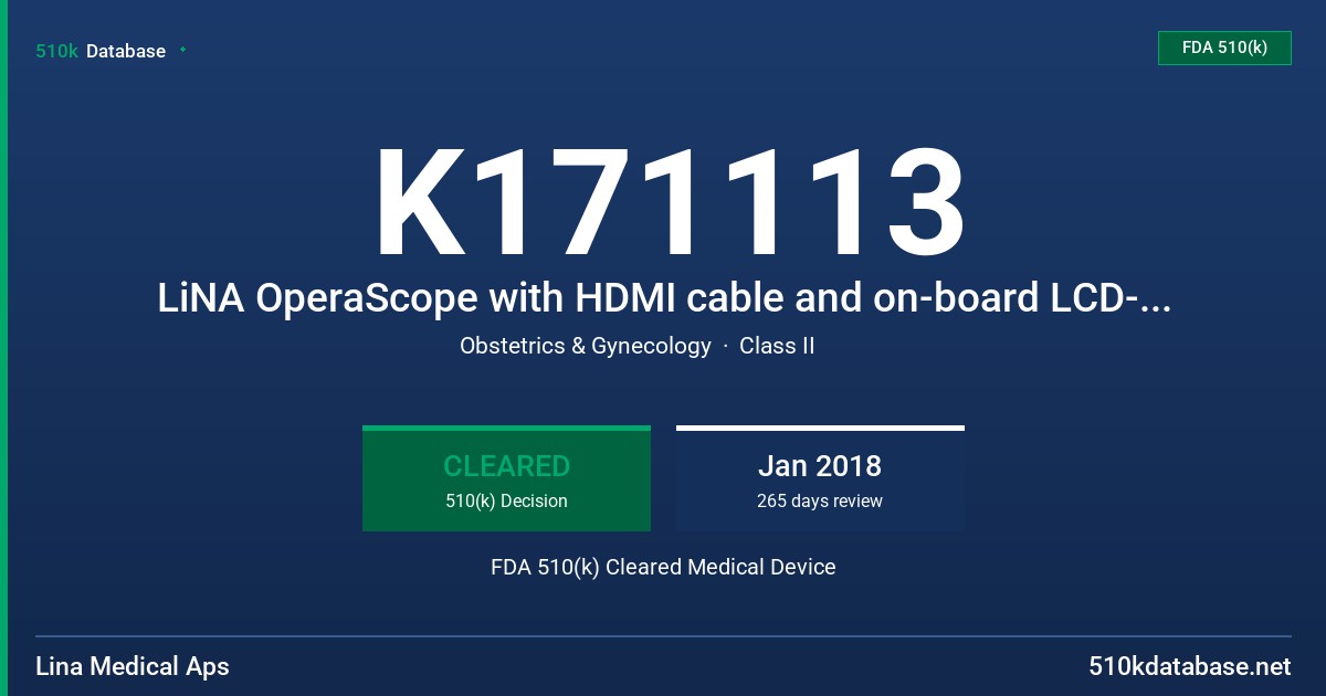 K171113 LiNA OperaScope with HDMI cable and on-board LCD-single unit, LiNA OperaScope with HDMI cable and on-board LCD-6 units, LiNA OperaScope Recording Module FDA 510(k) Cleared Medical Device