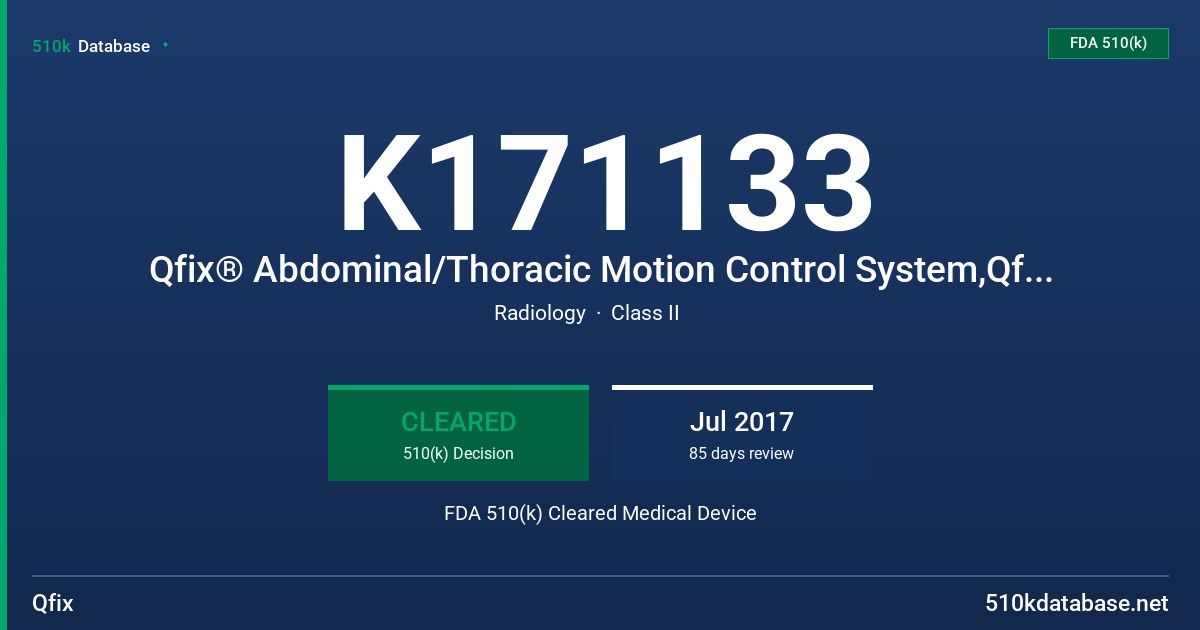 K171133 Qfix® Abdominal/Thoracic Motion Control System,Qfix® SBRT Solution and Accessories FDA 510(k) Cleared Medical Device
