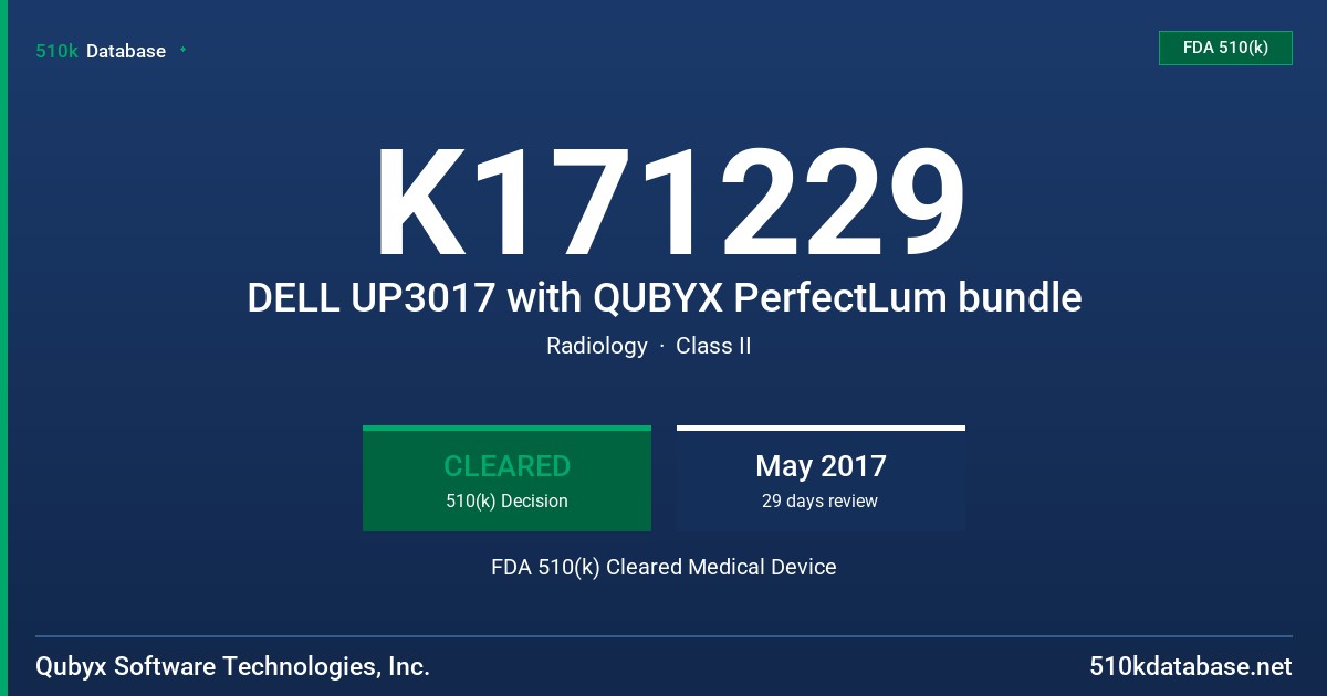 K171229 DELL UP3017 with QUBYX PerfectLum bundle FDA 510(k) Cleared Medical Device