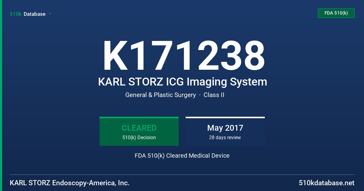 K171238 KARL STORZ ICG Imaging System FDA 510(k) Cleared Medical Device