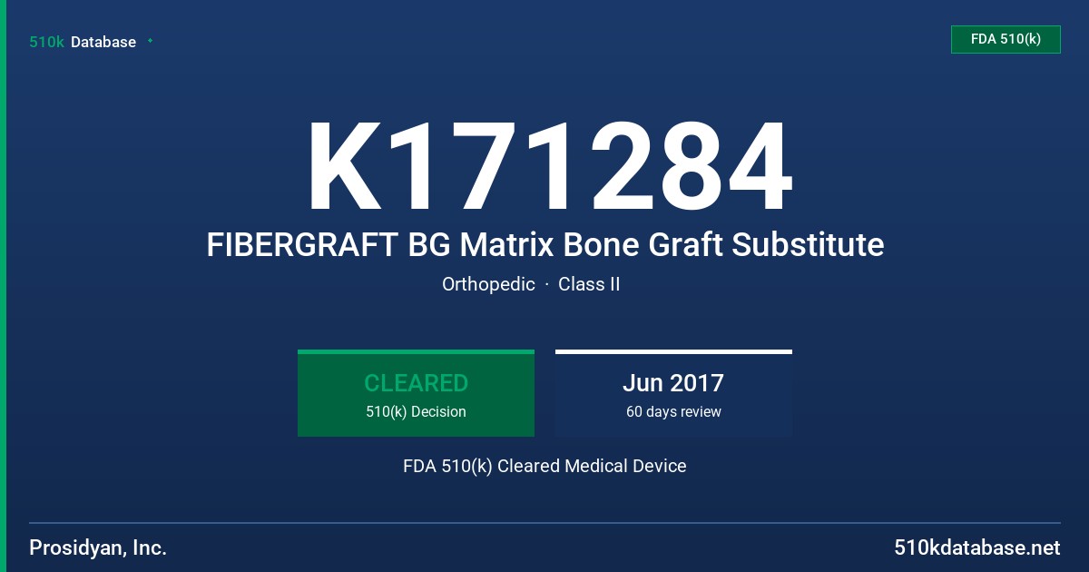 K171284 FIBERGRAFT BG Matrix Bone Graft Substitute FDA 510(k) Cleared Medical Device