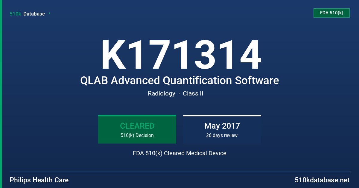 K171314 QLAB Advanced Quantification Software FDA 510(k) Cleared Medical Device