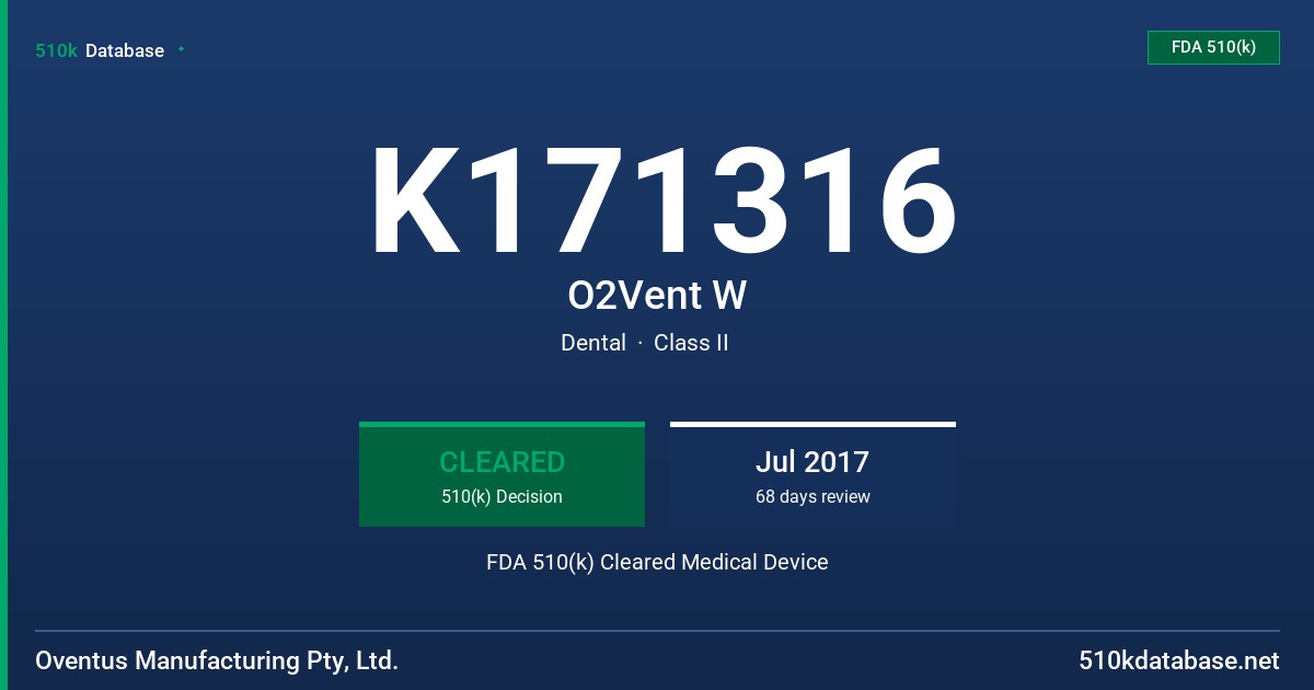 K171316 O2Vent W FDA 510(k) Cleared Medical Device