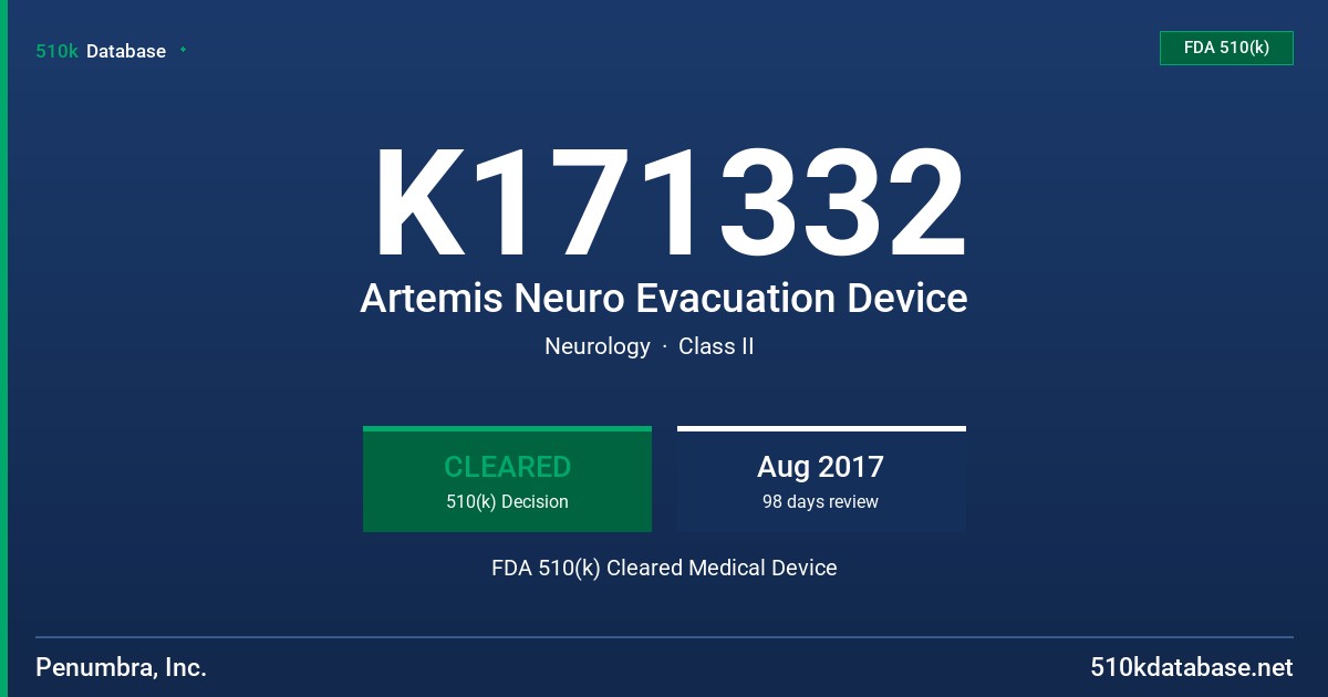 K171332 Artemis Neuro Evacuation Device FDA 510(k) Cleared Medical Device