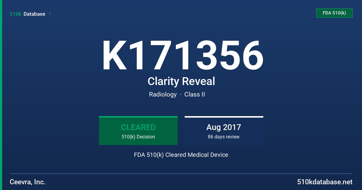 K171356 Clarity Reveal FDA 510(k) Cleared Medical Device