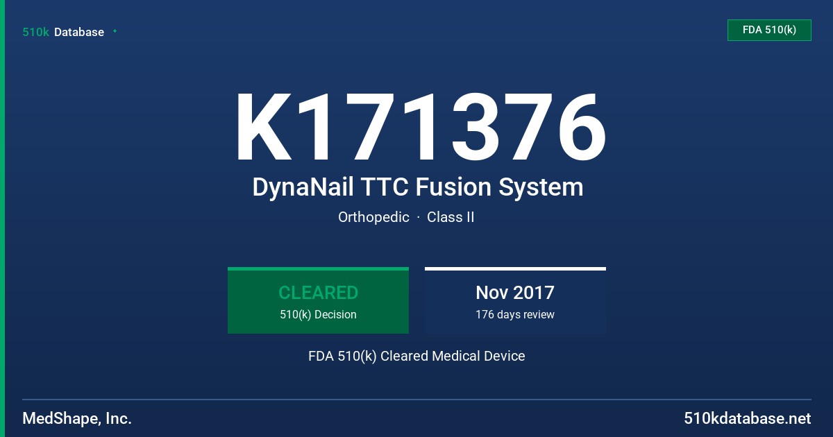 K171376 DynaNail TTC Fusion System FDA 510(k) Cleared Medical Device