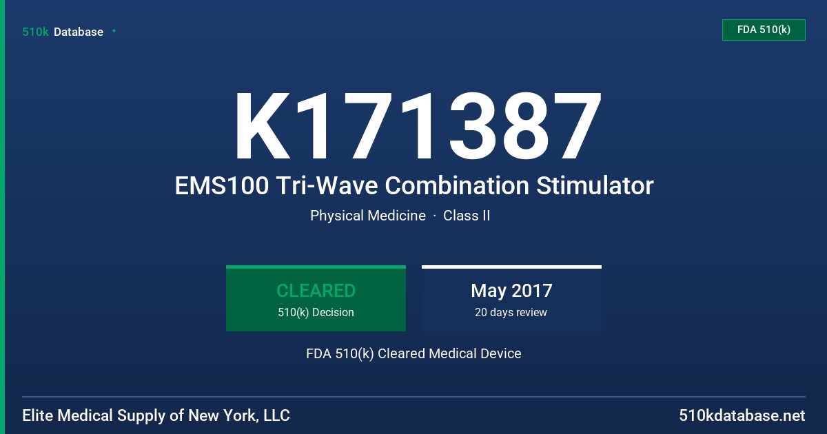K171387 EMS100 Tri-Wave Combination Stimulator FDA 510(k) Cleared Medical Device