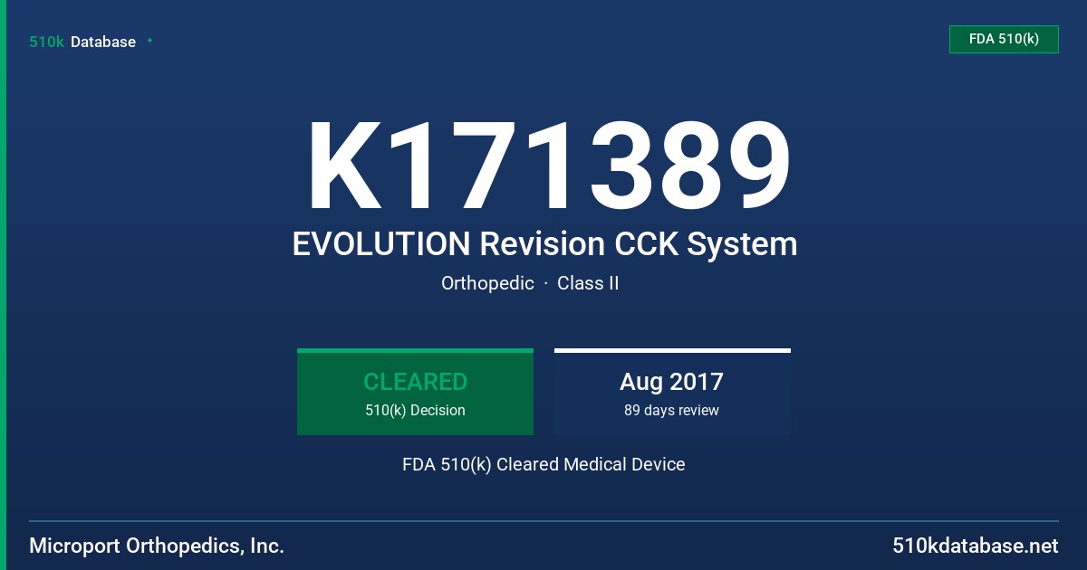 K171389 EVOLUTION Revision CCK System FDA 510(k) Cleared Medical Device