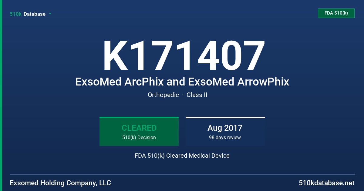 K171407 ExsoMed ArcPhix and ExsoMed ArrowPhix FDA 510(k) Cleared Medical Device