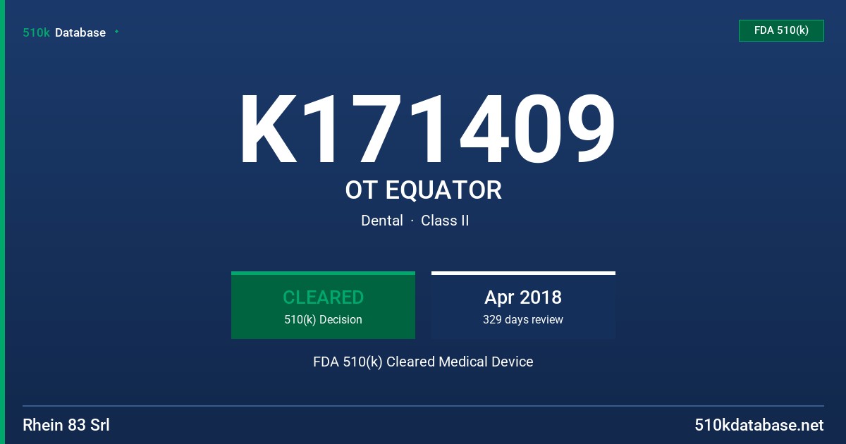 K171409 OT EQUATOR FDA 510(k) Cleared Medical Device