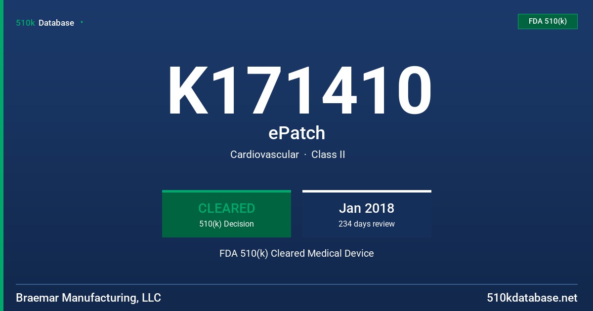 K171410 ePatch FDA 510(k) Cleared Medical Device