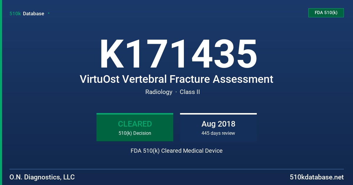 K171435 VirtuOst Vertebral Fracture Assessment FDA 510(k) Cleared Medical Device