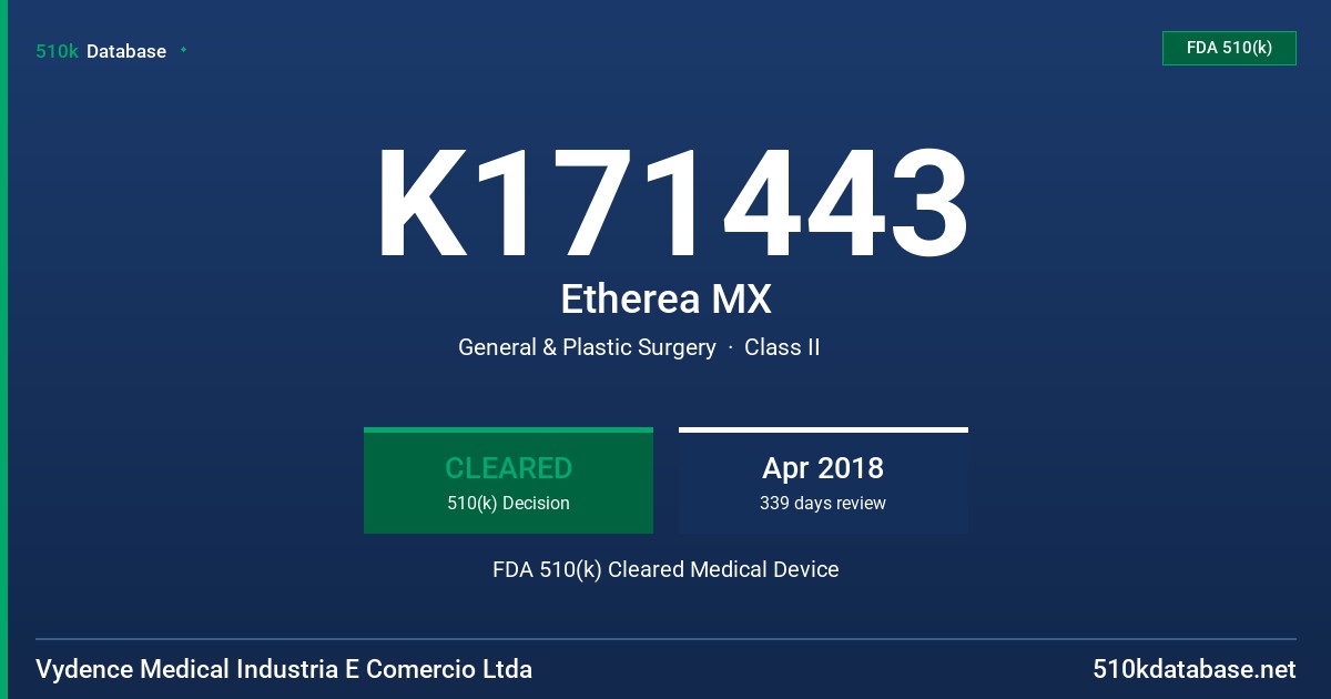 K171443 Etherea MX FDA 510(k) Cleared Medical Device