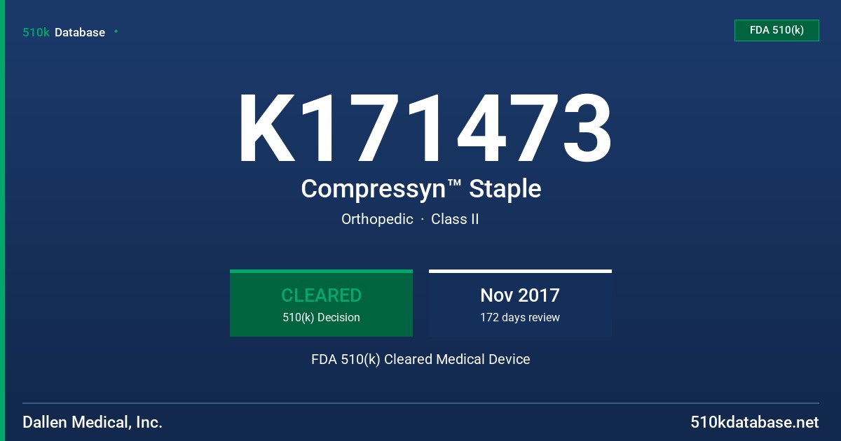 K171473 Compressyn™ Staple FDA 510(k) Cleared Medical Device