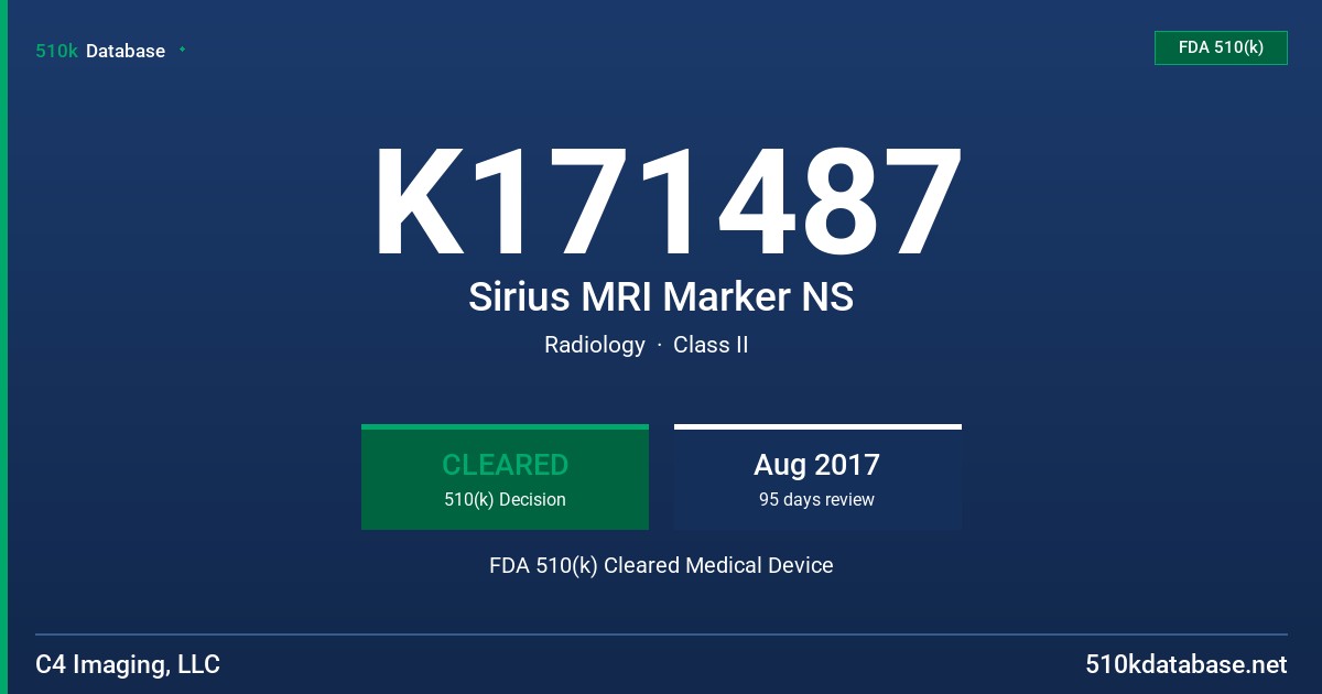 K171487 Sirius MRI Marker NS FDA 510(k) Cleared Medical Device