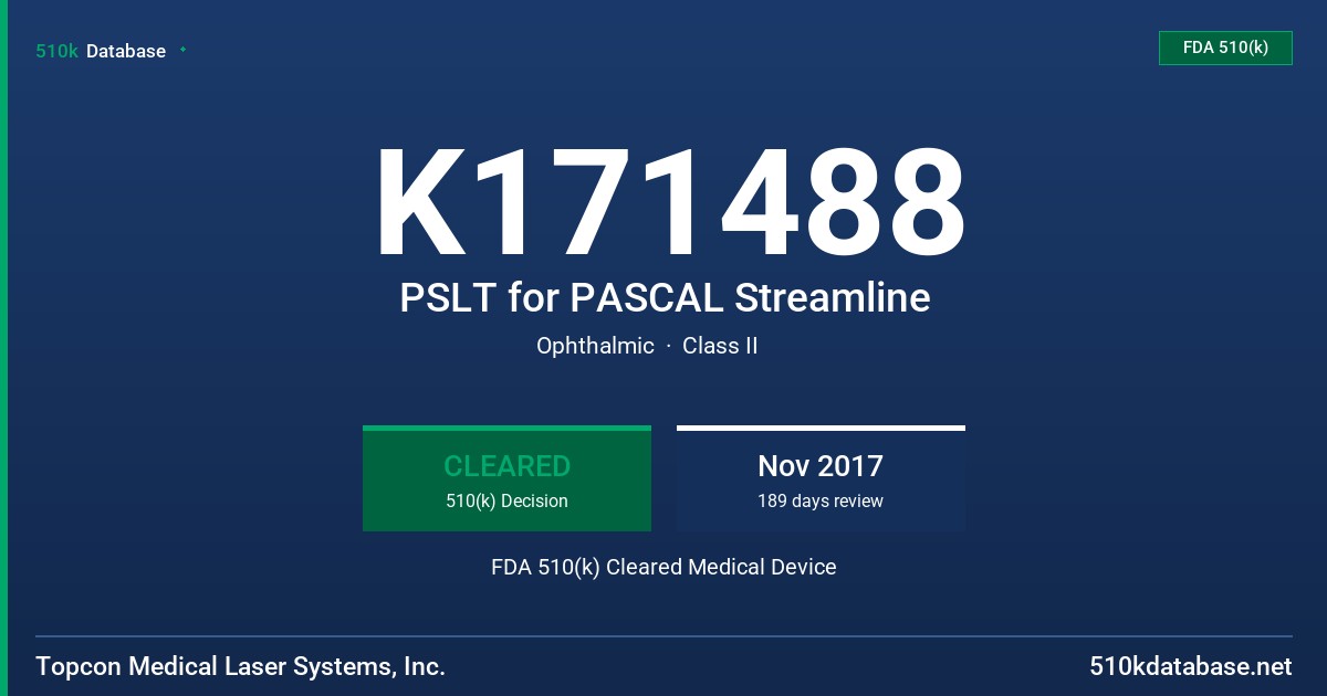 K171488 PSLT for PASCAL Streamline FDA 510(k) Cleared Medical Device