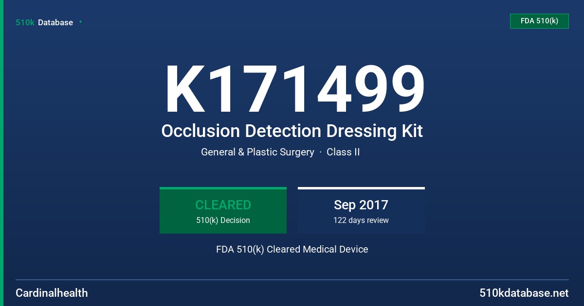 K171499 Occlusion Detection Dressing Kit FDA 510(k) Cleared Medical Device